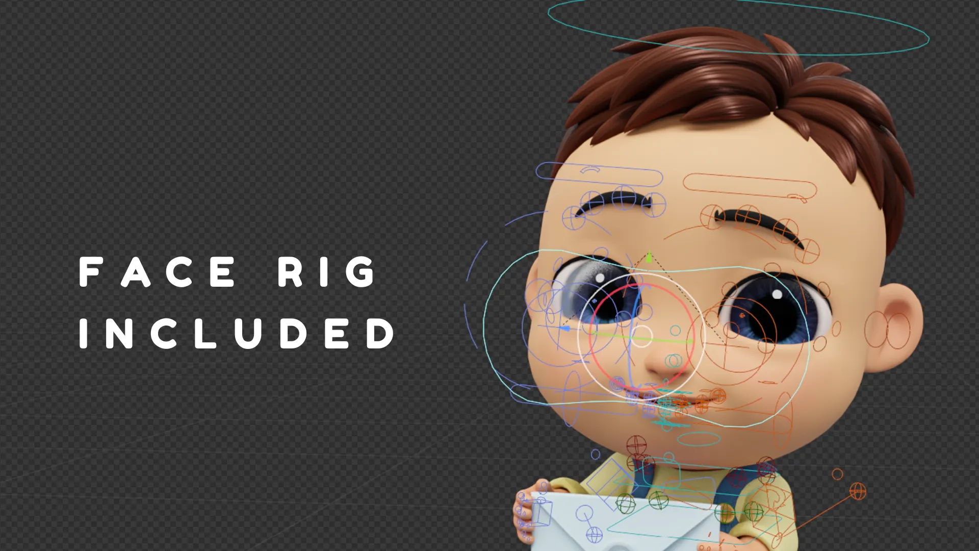 Cartoon Baby Boy - Rigged 3D Character in Blender with face rig